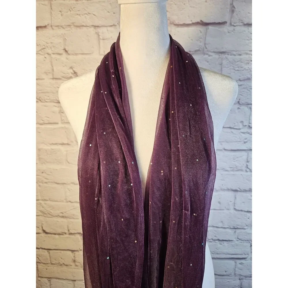 Women's Purple Sparkly Infinity‎ Scarf Sheer Lovely Deep Purple